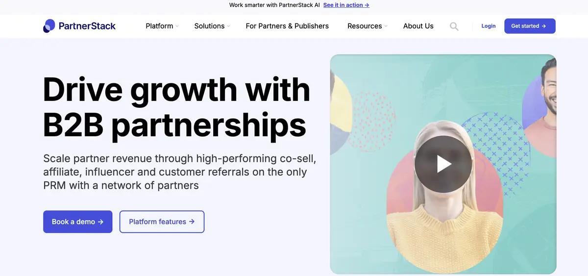 PartnerStack B2B SaaS referral program with recurring commission tracking