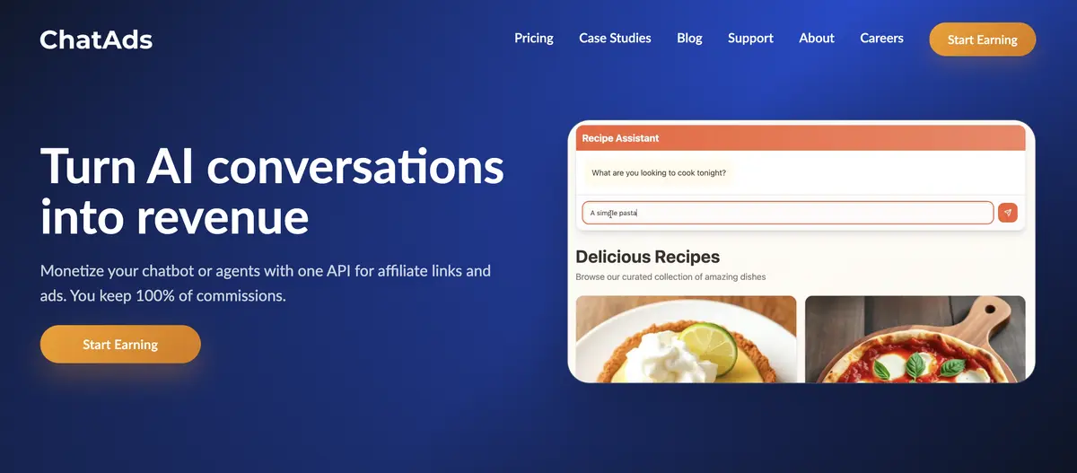 ChatAds API interface for native affiliate ad placements in AI chatbots