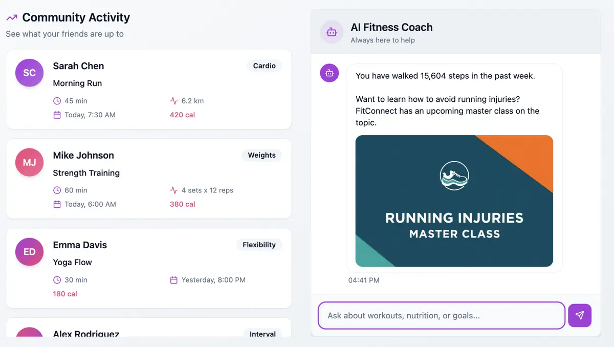 Example of an internal promotion card inside a chatbot