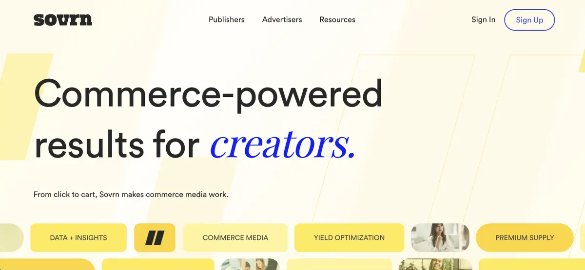 Sovrn affiliate network dashboard displaying commission tracking and partner programs