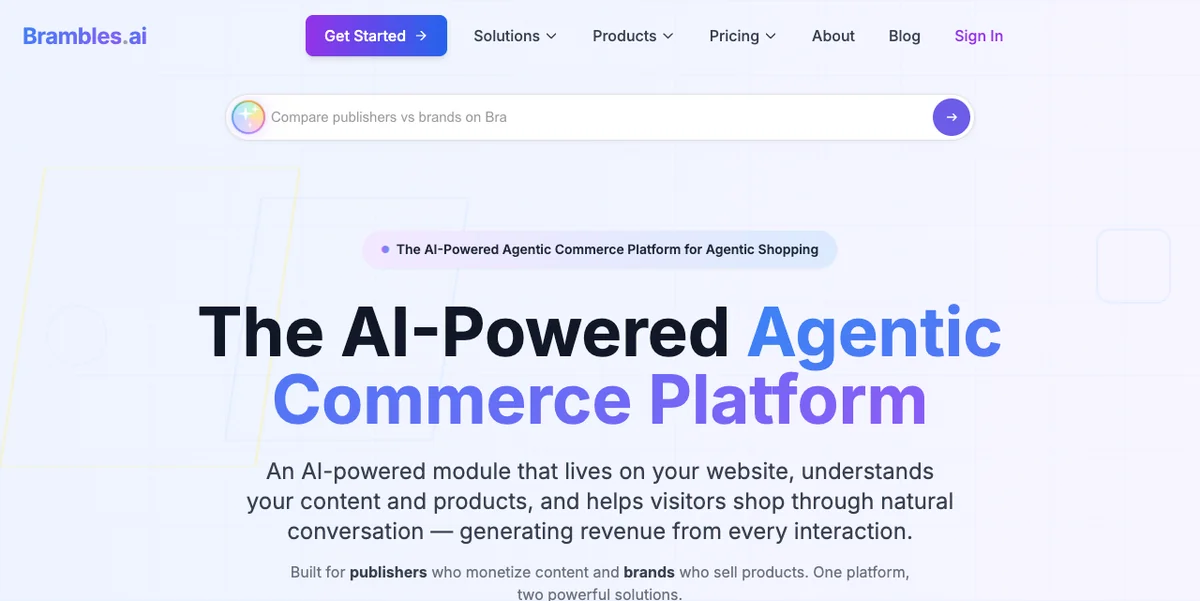 Bramble agentic commerce chatbot for WordPress publishers