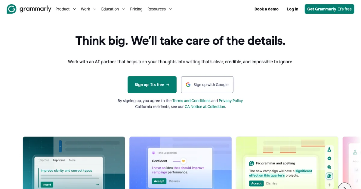 Grammarly AI editing assistant inside the blog writing workflow