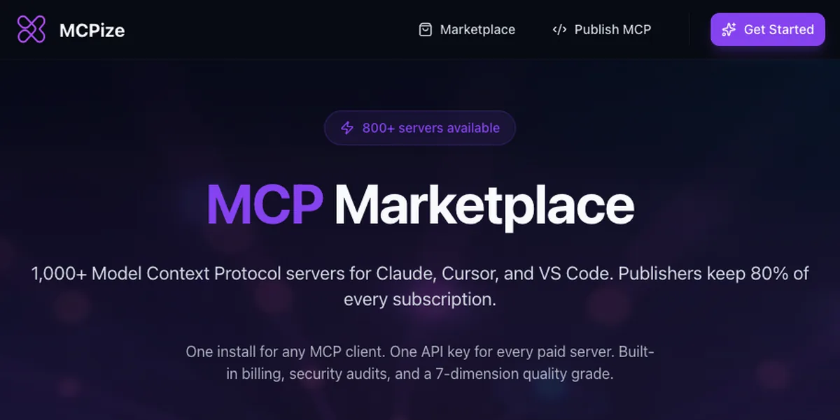 MCPize fiat marketplace and hosting for MCP servers
