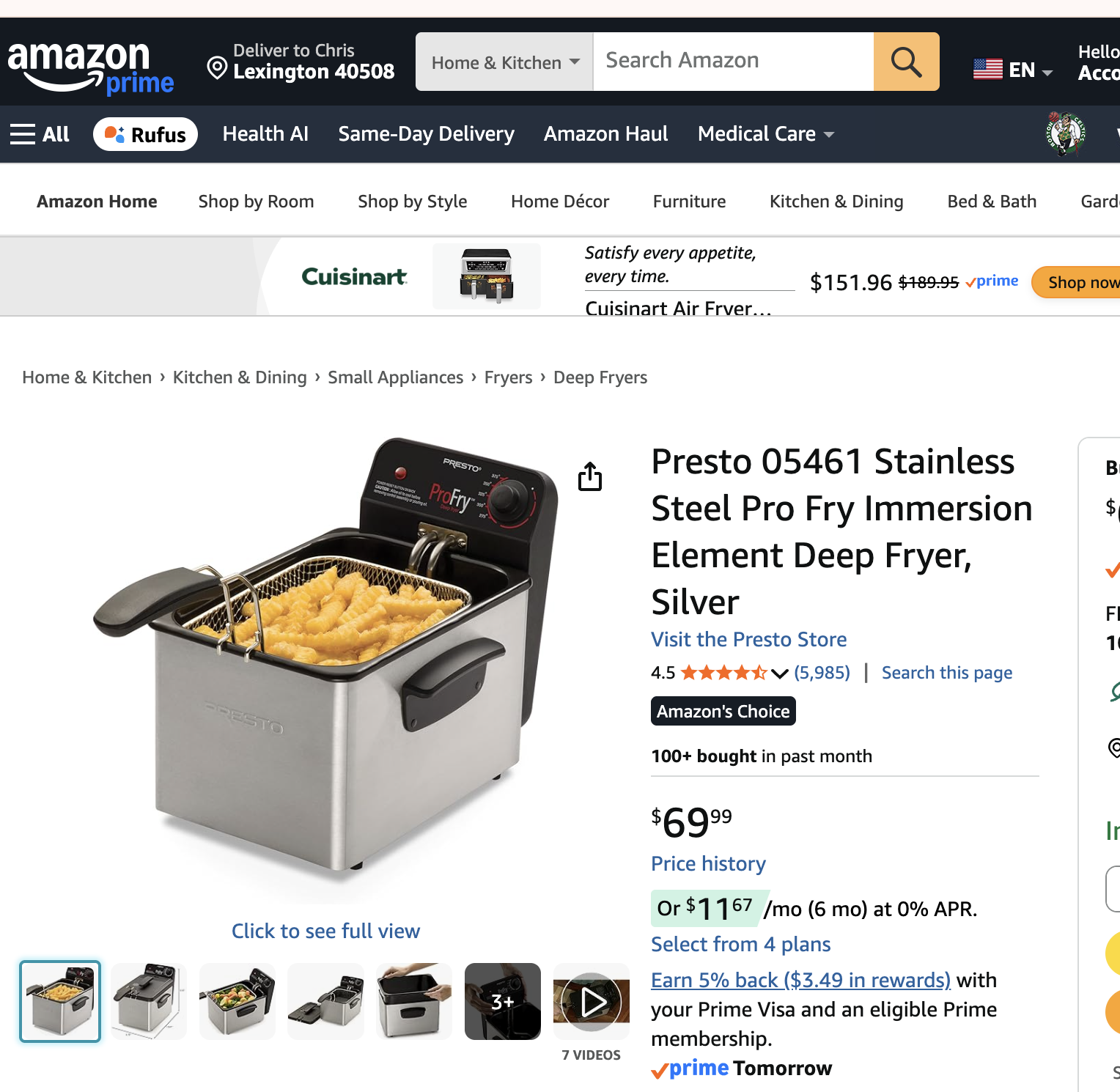 Amazon product landing page opened from an affiliate link